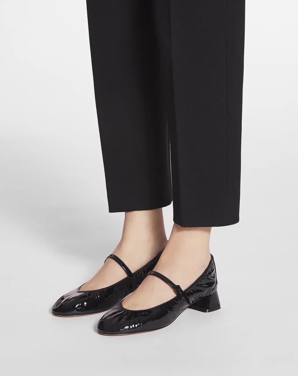Wedge-Heel Buckle-Strap Ballerinas