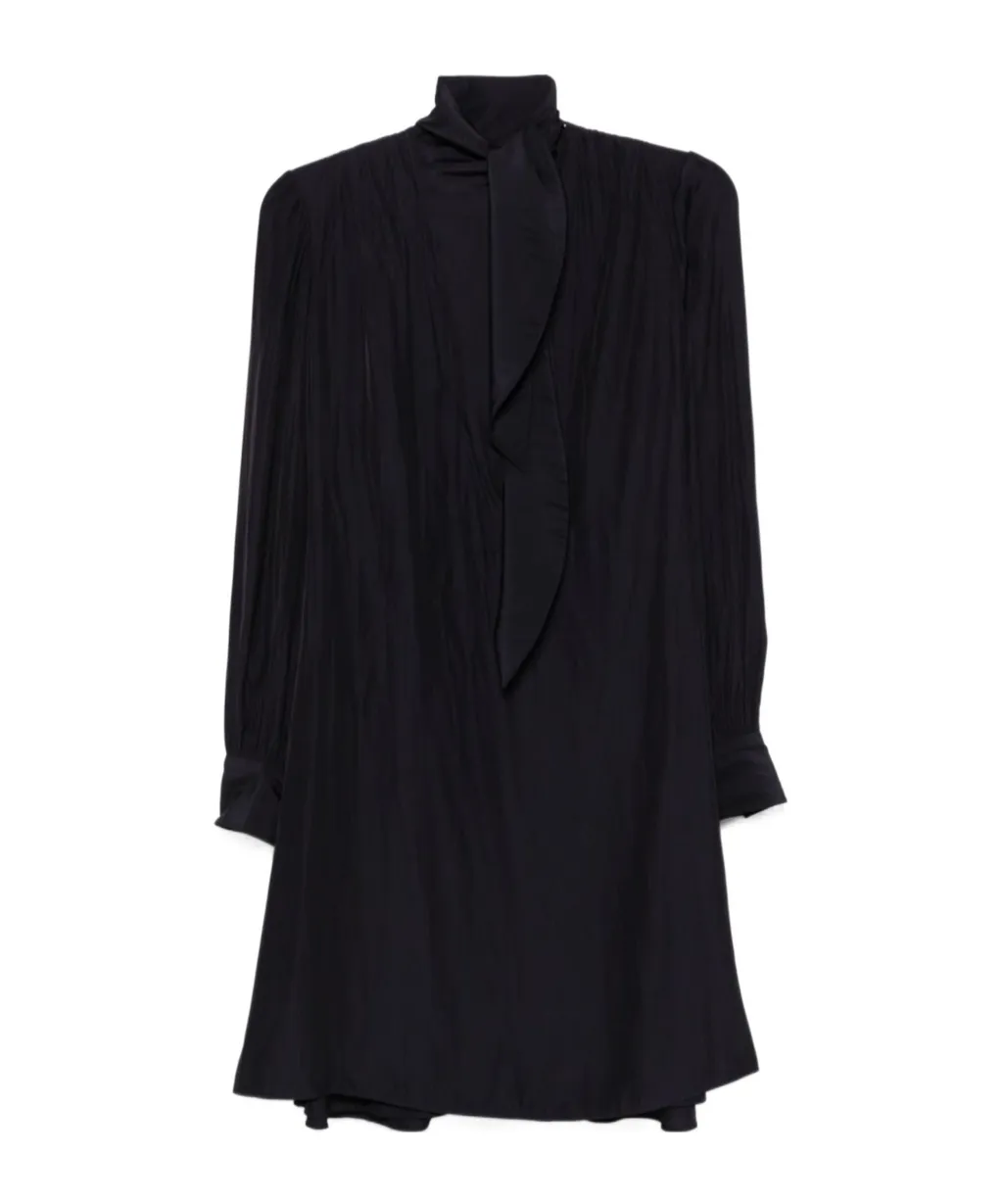 Keyhole Neck Draped Mini Dress
