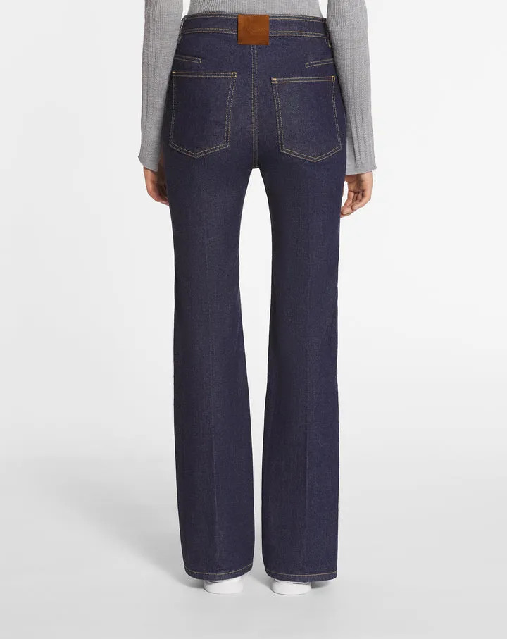 Wide Leg Logo Patch Denim Jeans