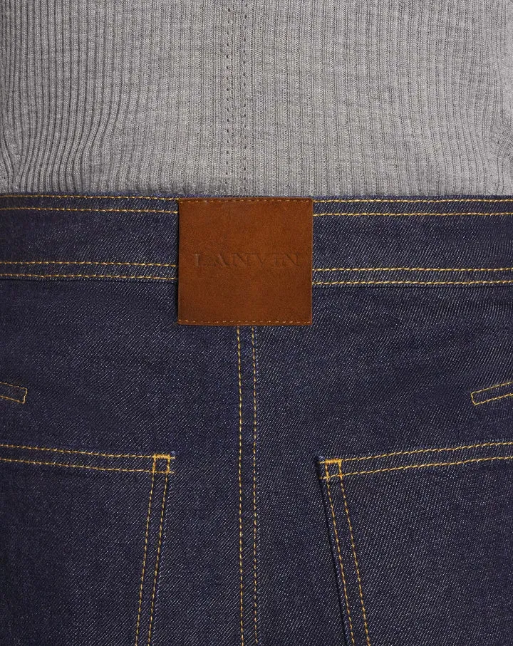 Wide Leg Logo Patch Denim Jeans