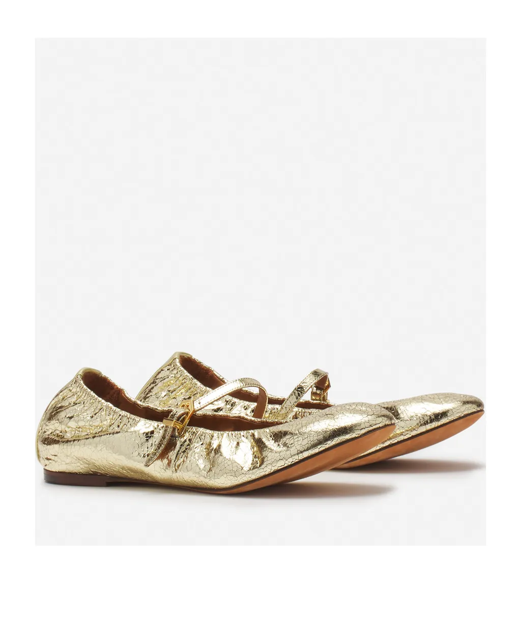 Logo-Tag Cracked Ballerinas