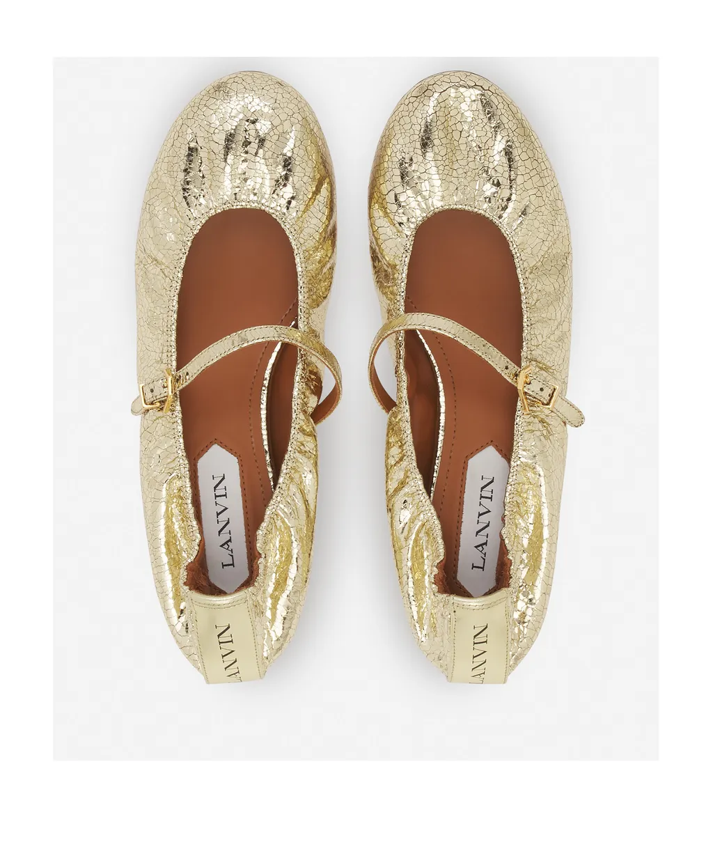 Logo-Tag Cracked Ballerinas
