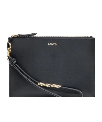 Logo Printed Zipped Clutch Bag