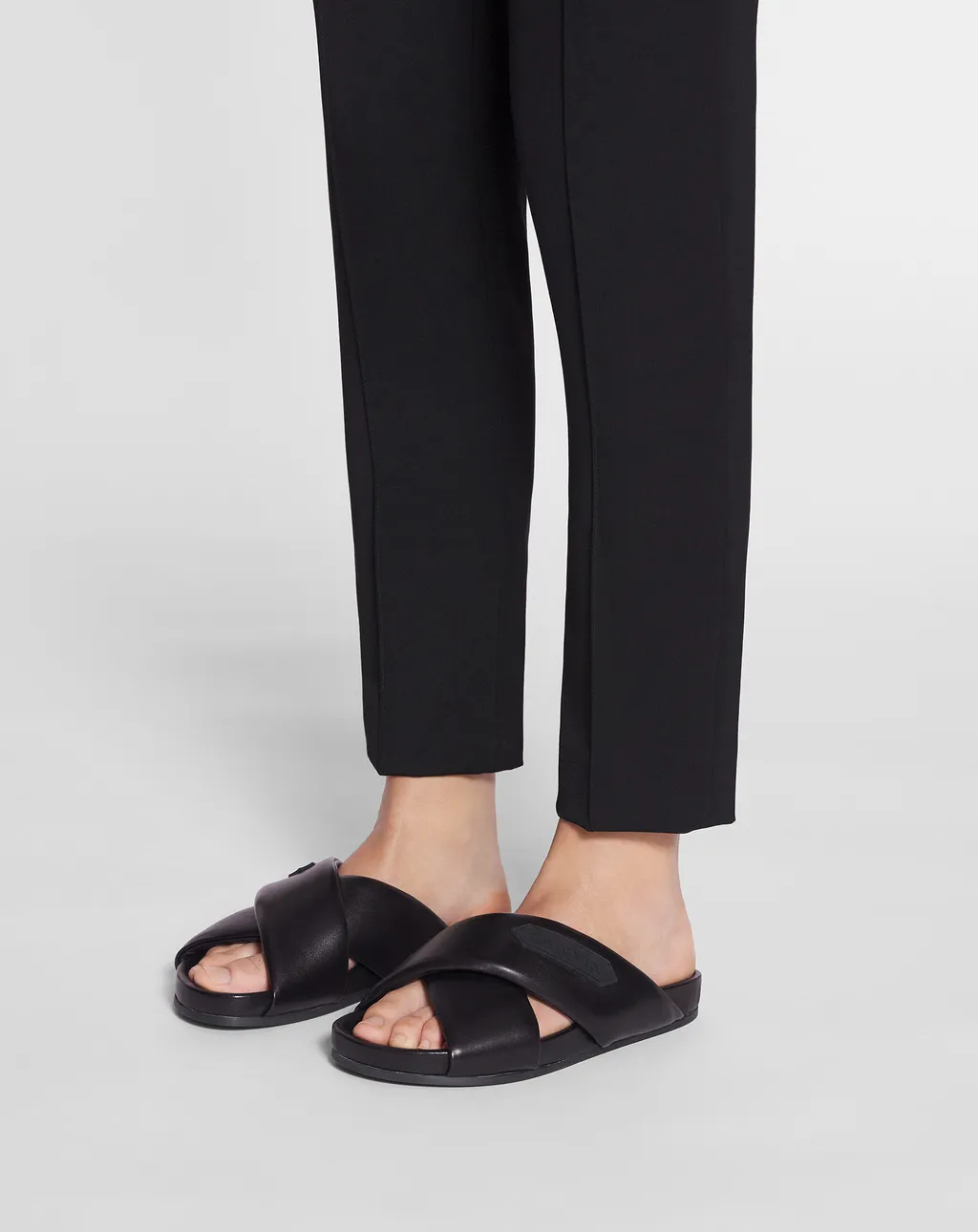 Logo-Appliqué Crossover Leather Slides