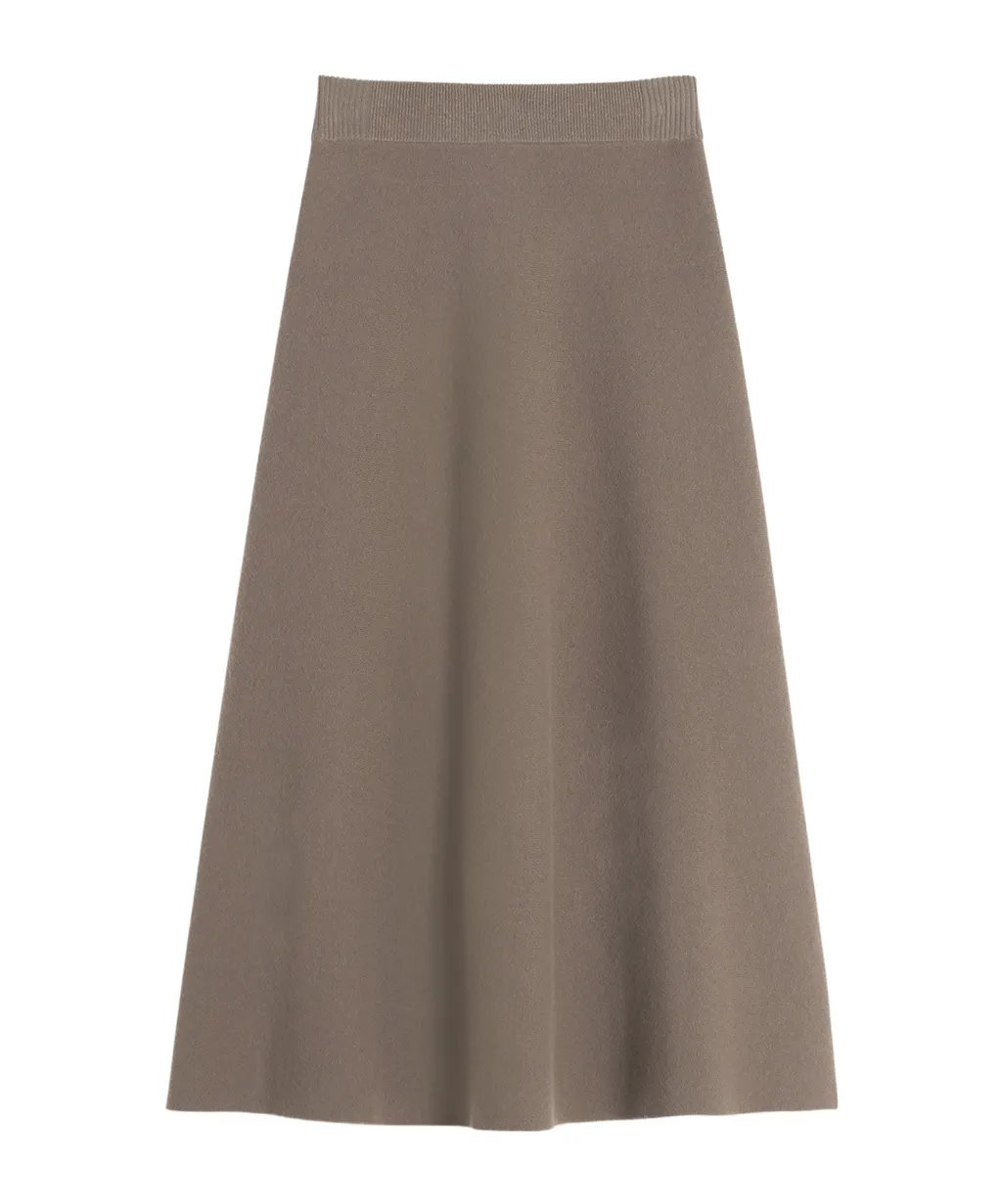 Fine Knitted Flared Midi Skirt