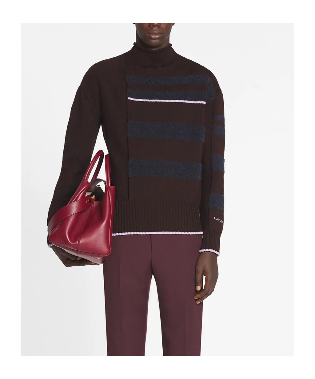 Striped Mock-Neck Knitted Jumper