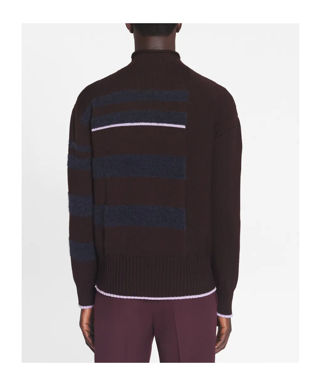 Striped Mock-Neck Knitted Jumper