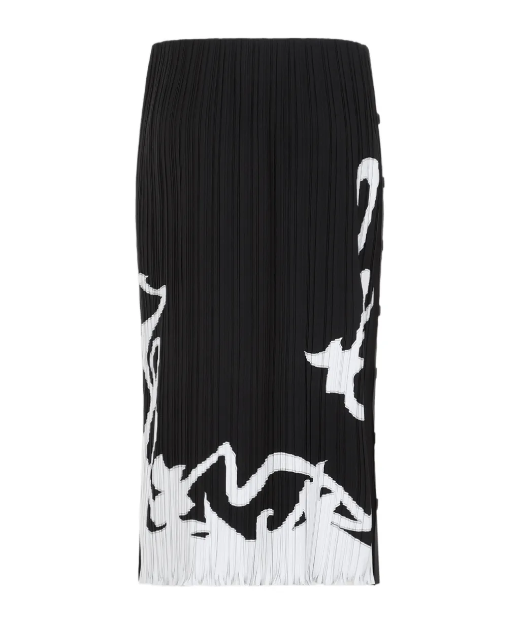 Two-Toned Straight Hem Pleated Skirt