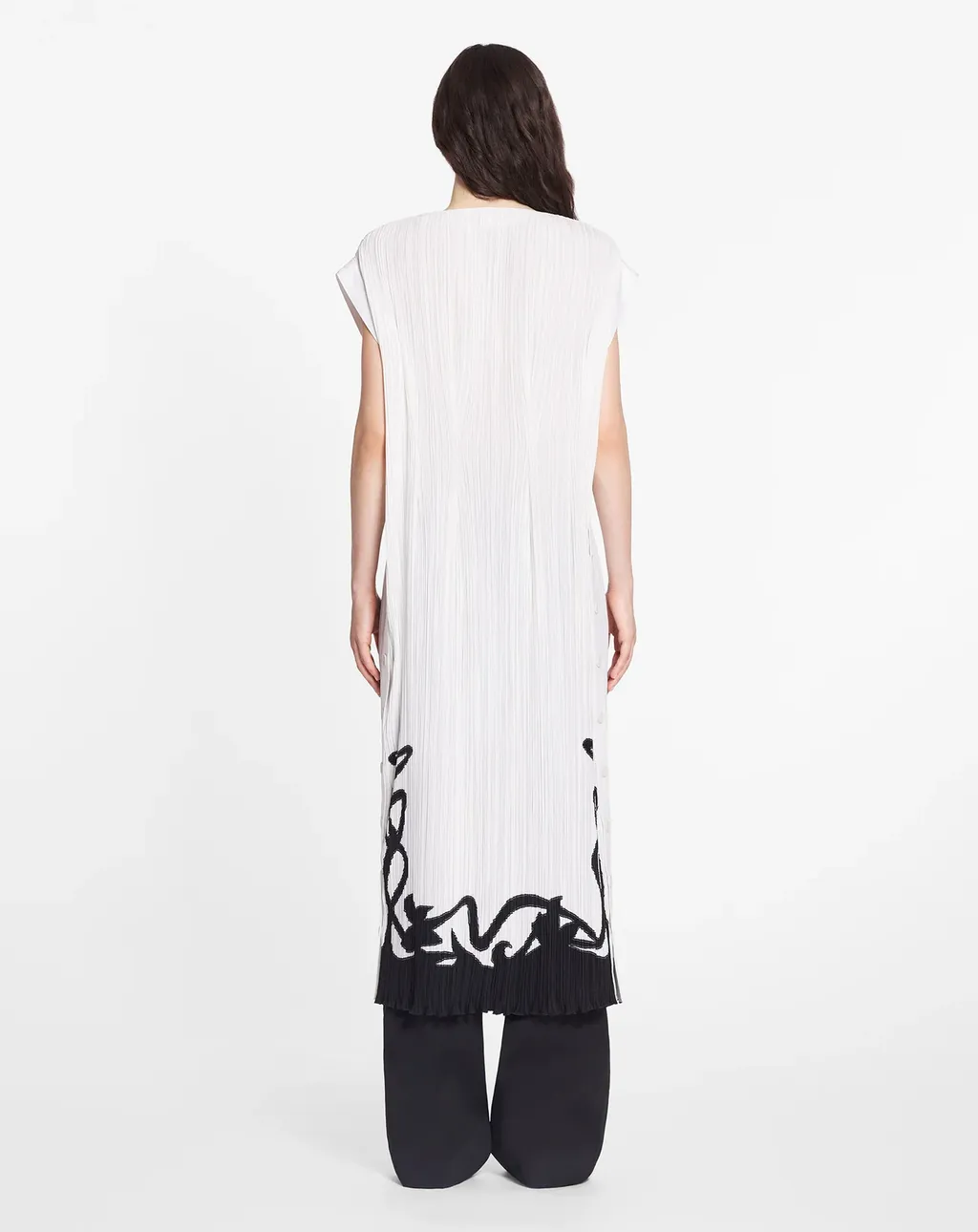 Plissé-Effect Straight Hem Midi Dress