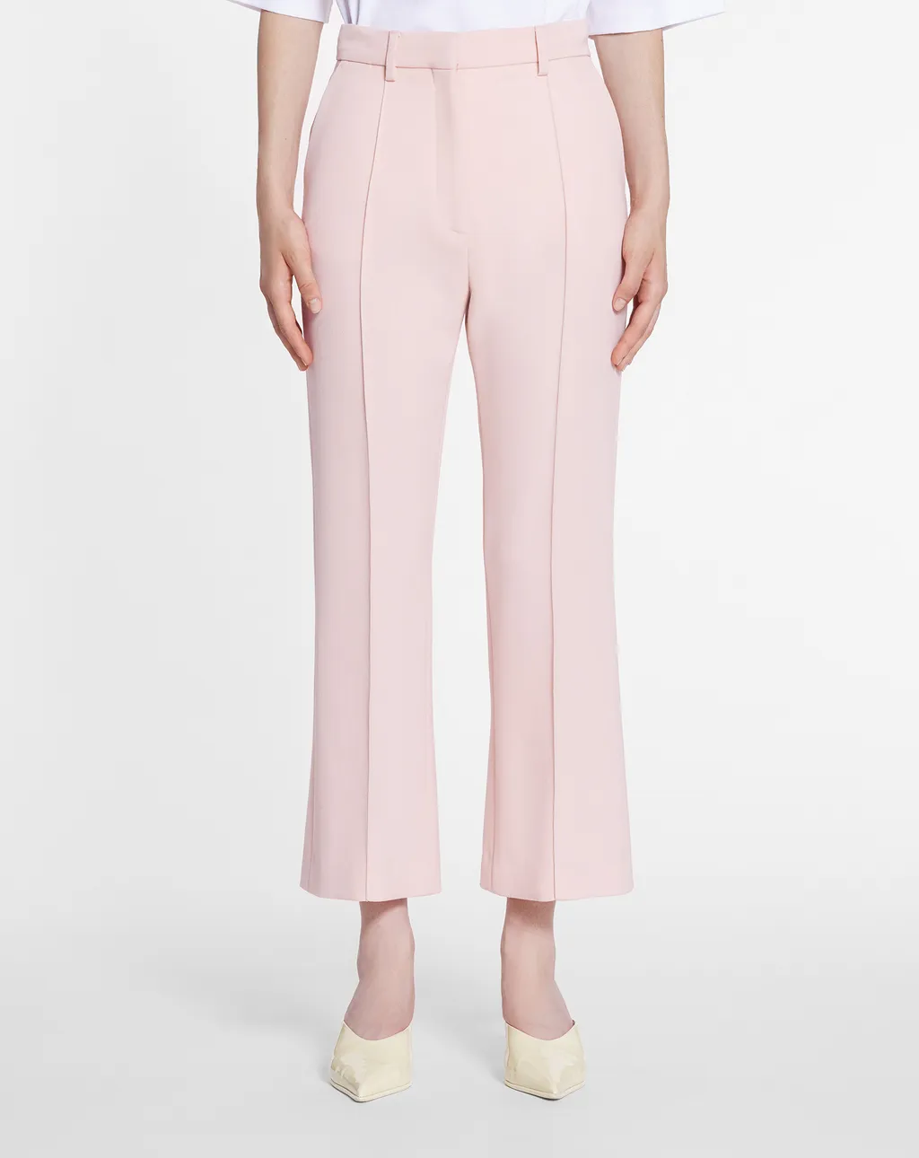 Pleated-Detail Flared Cropped Trousers