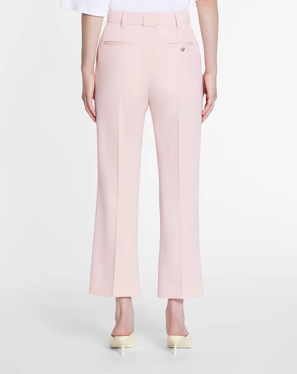 Pleated-Detail Flared Cropped Trousers