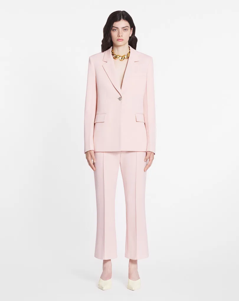Pleated-Detail Flared Cropped Trousers