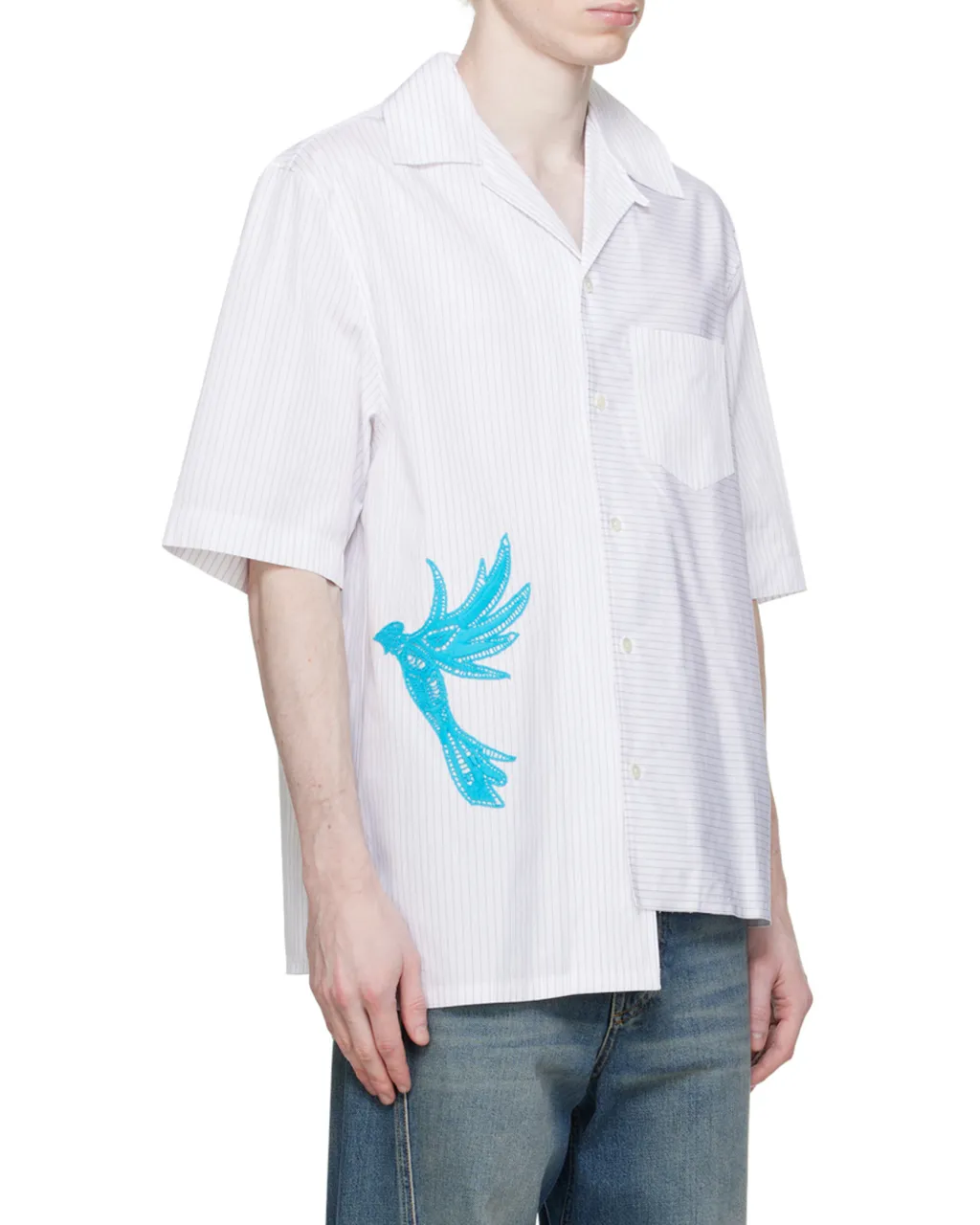 Asymmetric Pinstriped Cotton Shirt
