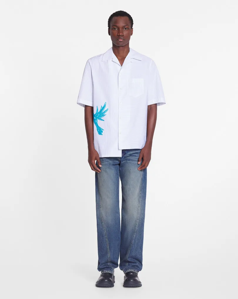 Asymmetric Pinstriped Cotton Shirt