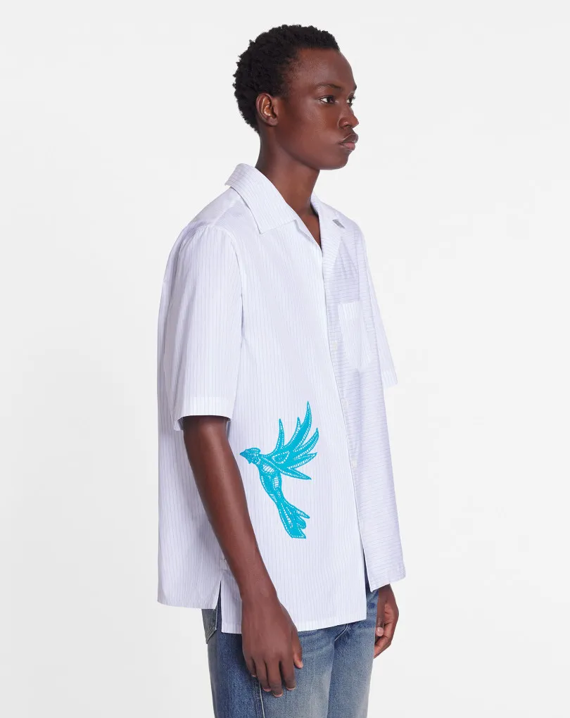 Asymmetric Pinstriped Cotton Shirt