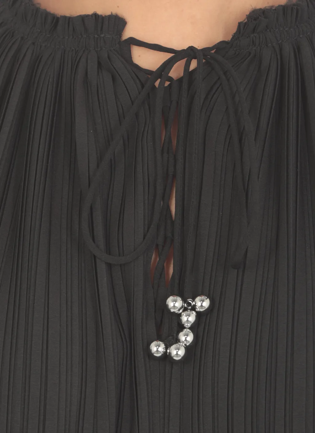 Long-Sleeved Pleated Blouse