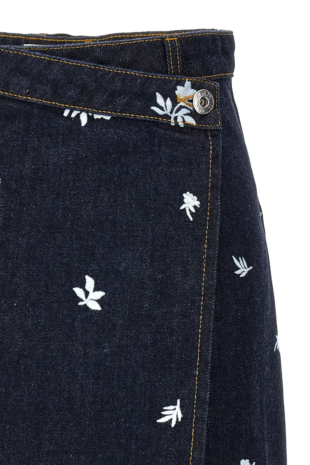 All-Over Embroidered Asymmetric Mini Skirt
