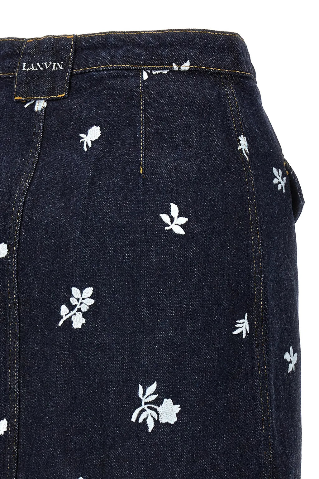 All-Over Embroidered Asymmetric Mini Skirt