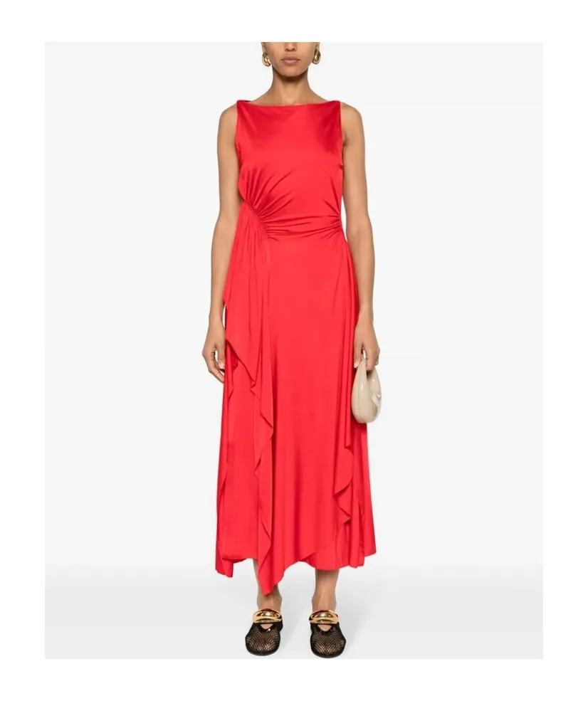 Ruched Detailed Sleeveless Midi Dress