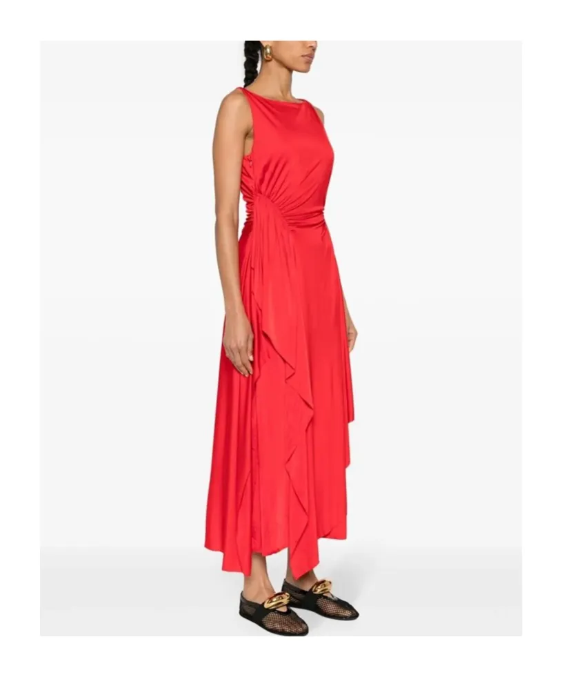 Ruched Detailed Sleeveless Midi Dress