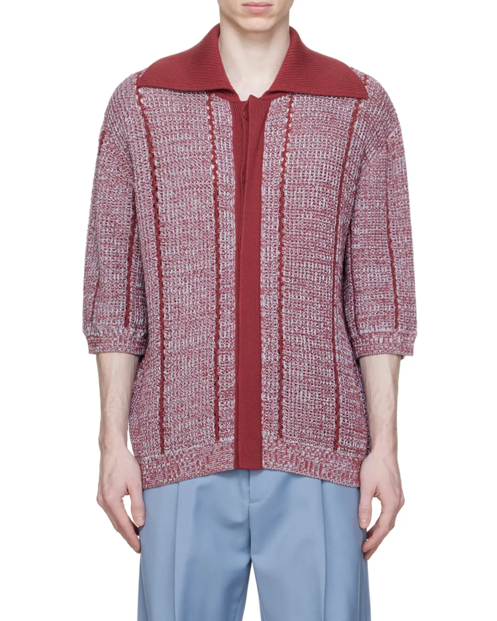 Concealed Button Open-Knit Cardigan