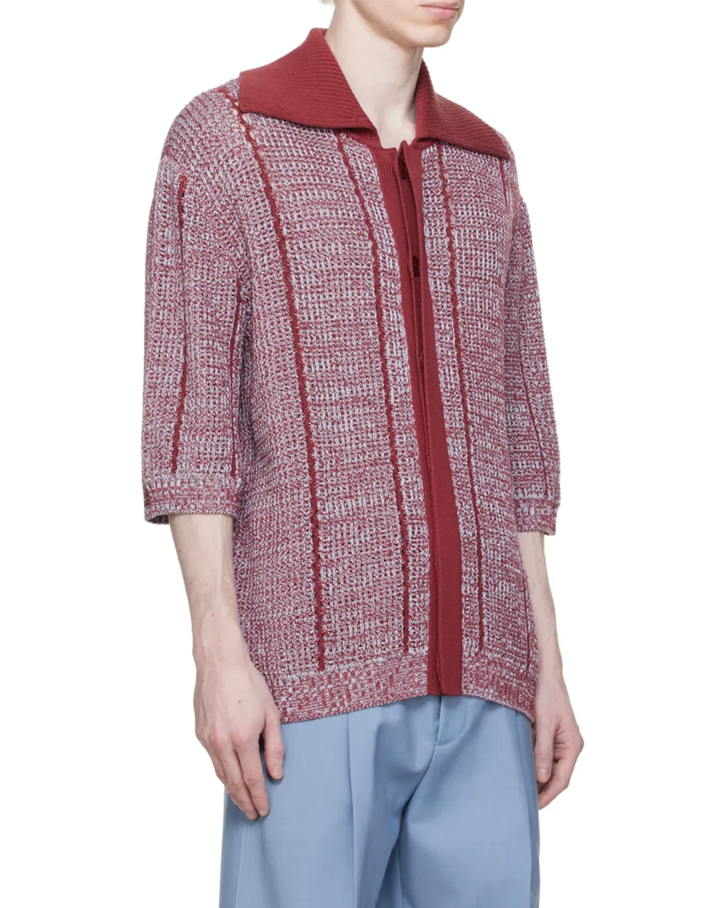 Concealed Button Open-Knit Cardigan