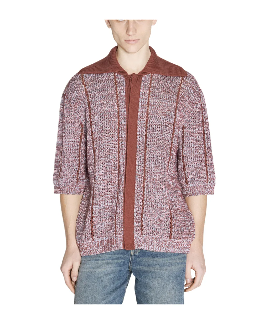 Concealed Button Open-Knit Cardigan