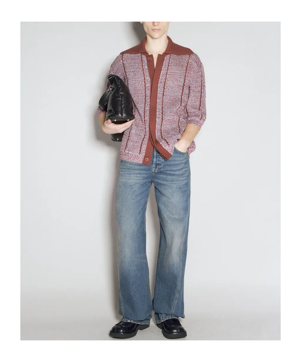 Concealed Button Open-Knit Cardigan