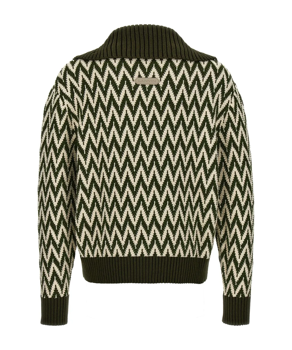 Curb Herringbone Zip-Up Cardigan