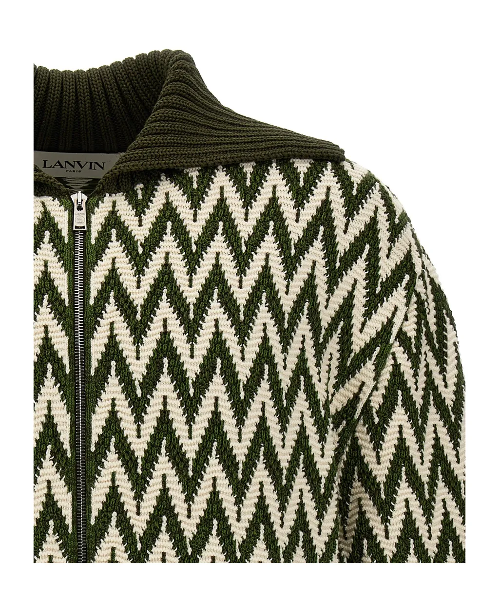 Curb Herringbone Zip-Up Cardigan