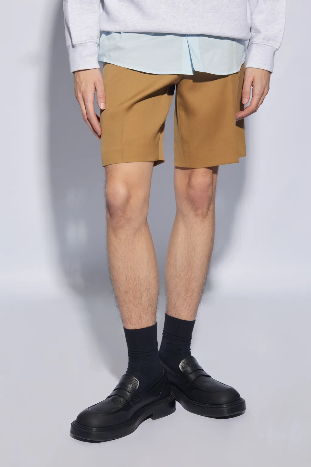 Pressed Crease Belted Shorts
