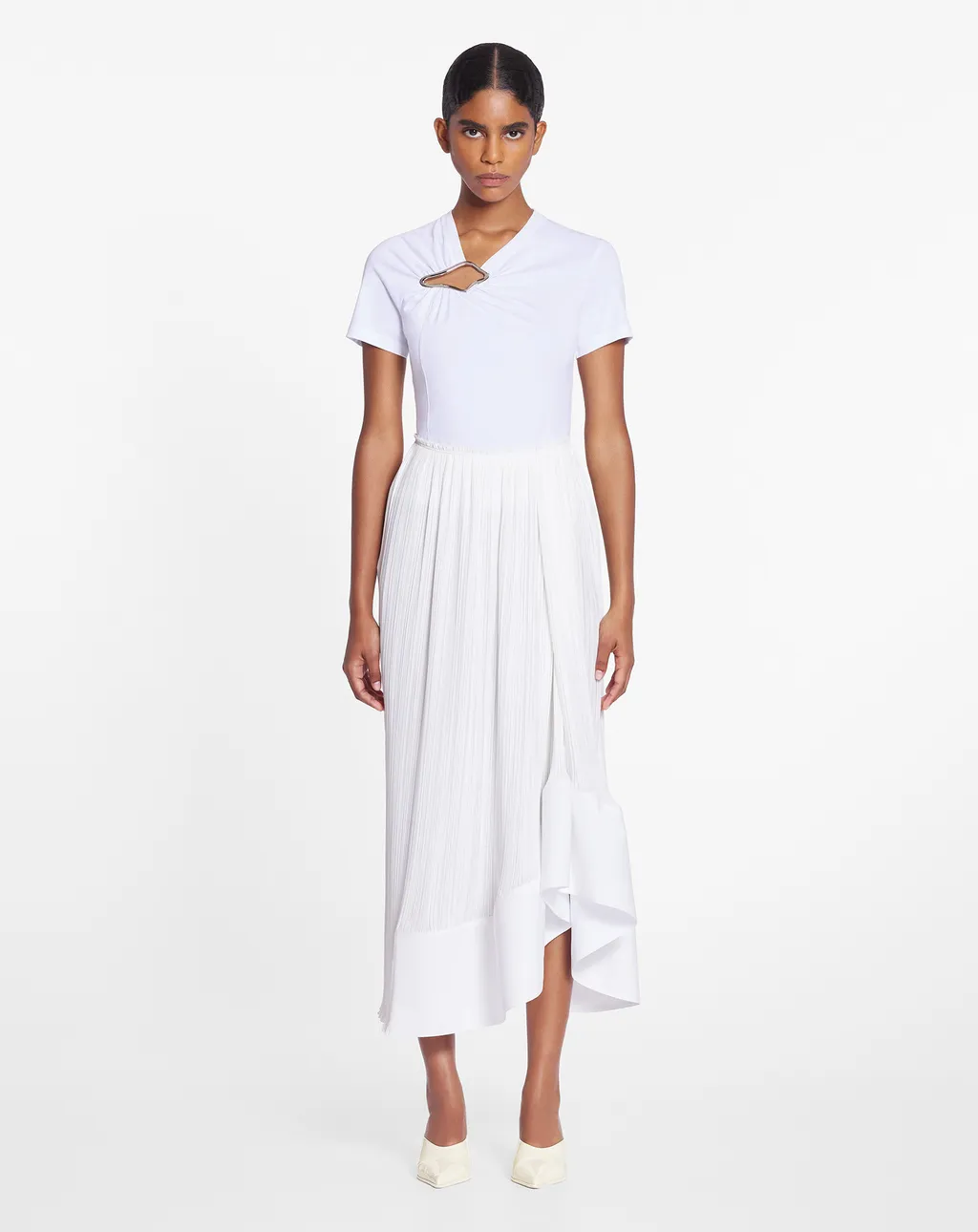 Flared Hem Pleated Skirt