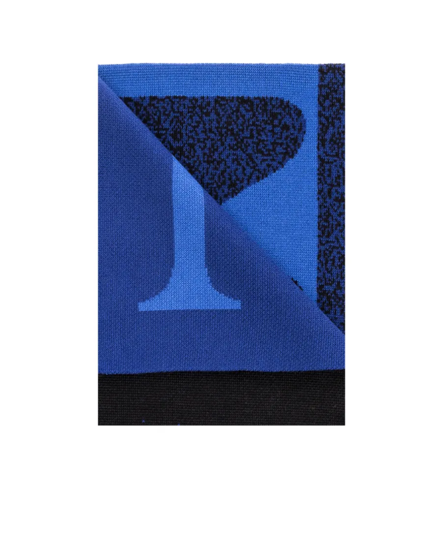 Logo-Intarsia Knitted Finished Edge Scarf
