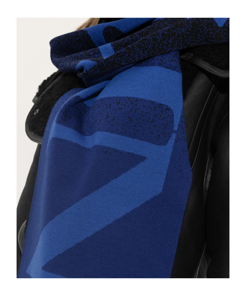 Logo-Intarsia Knitted Finished Edge Scarf