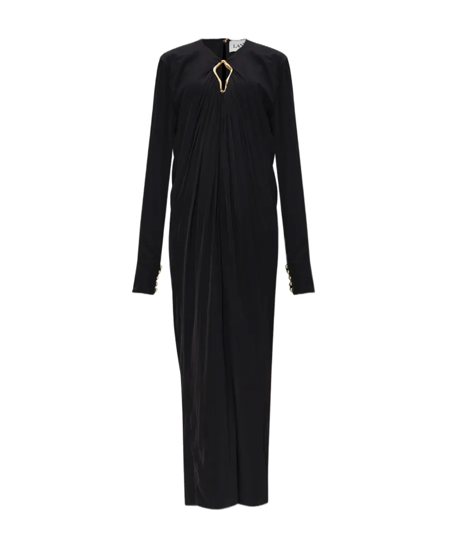 Cut Out Detailed Draped Midi Dress