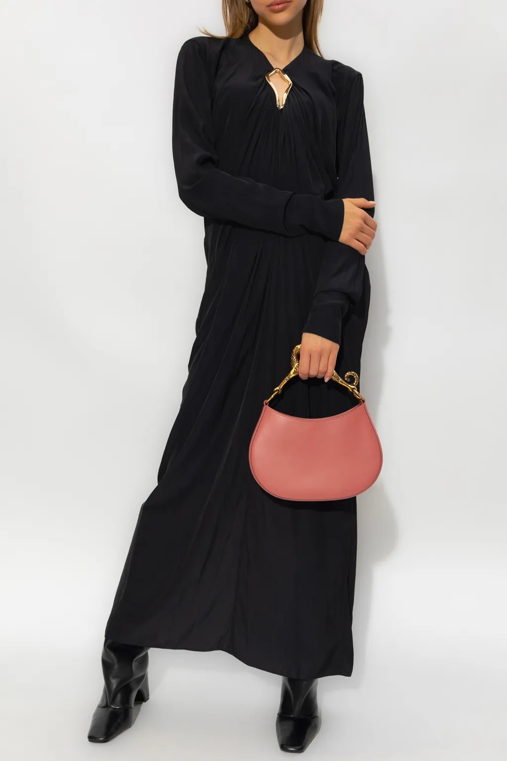 Cut Out Detailed Draped Midi Dress