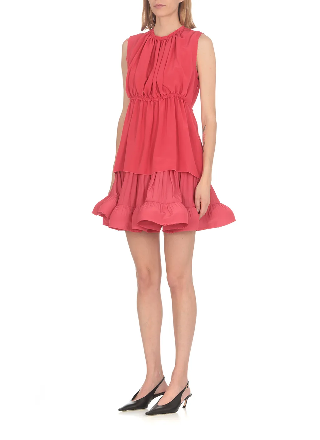 High-Waist Ruffled Flared Mini Skirt