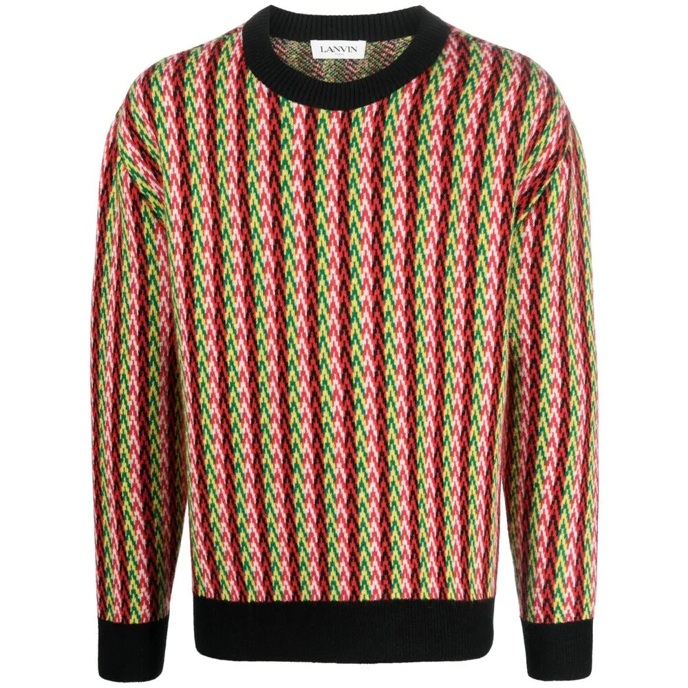 Chevron-Motif Crewneck Jumper