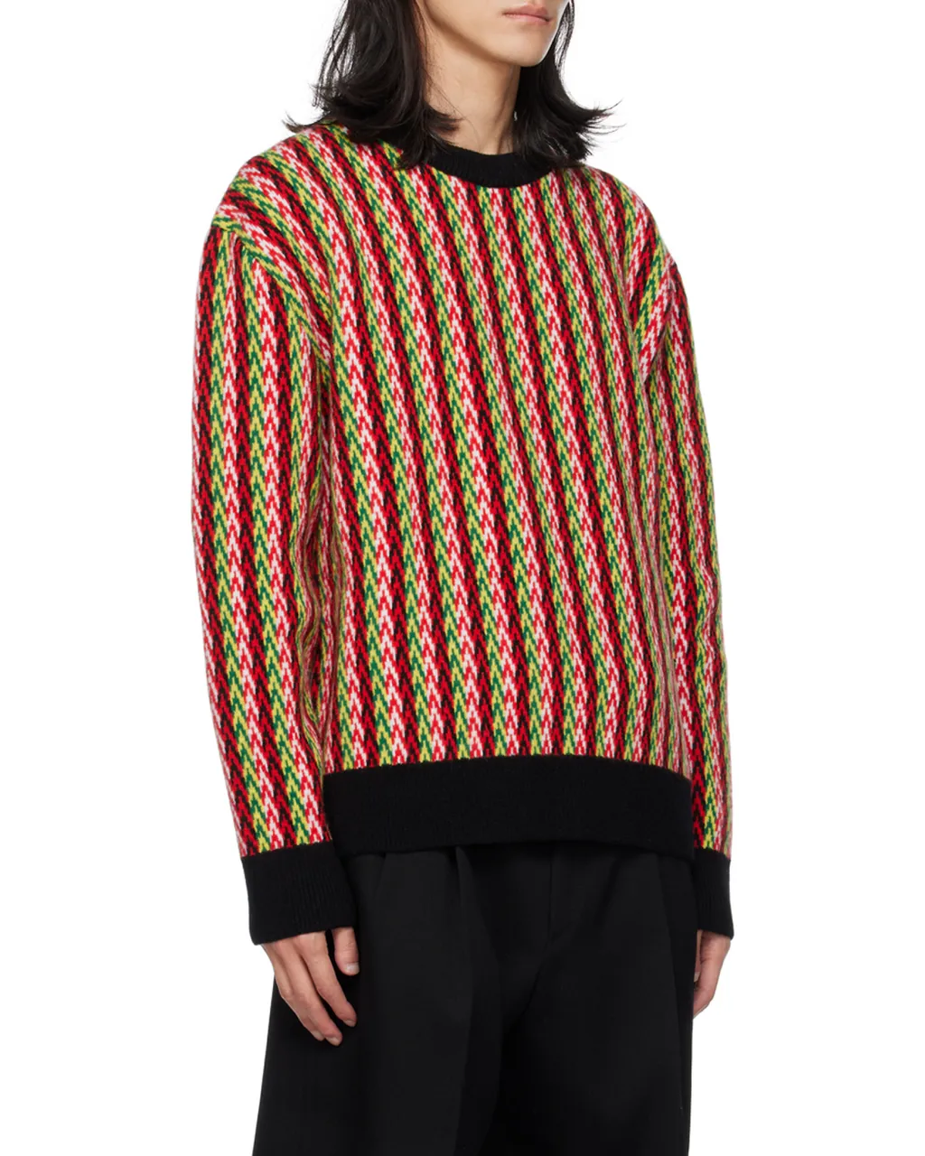 Chevron-Motif Crewneck Jumper