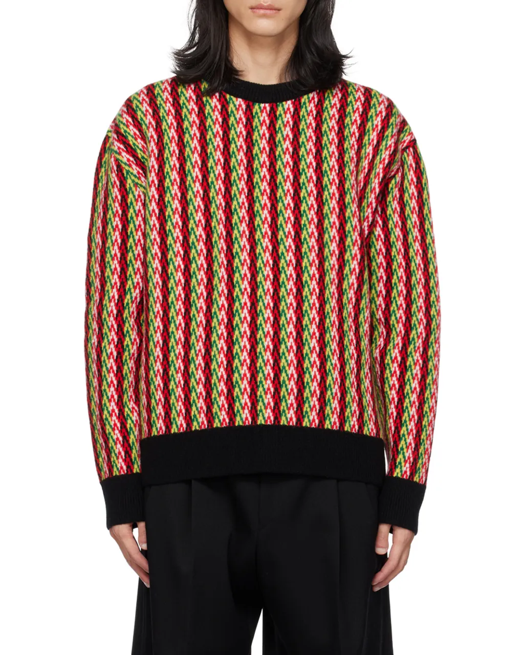 Chevron-Motif Crewneck Jumper