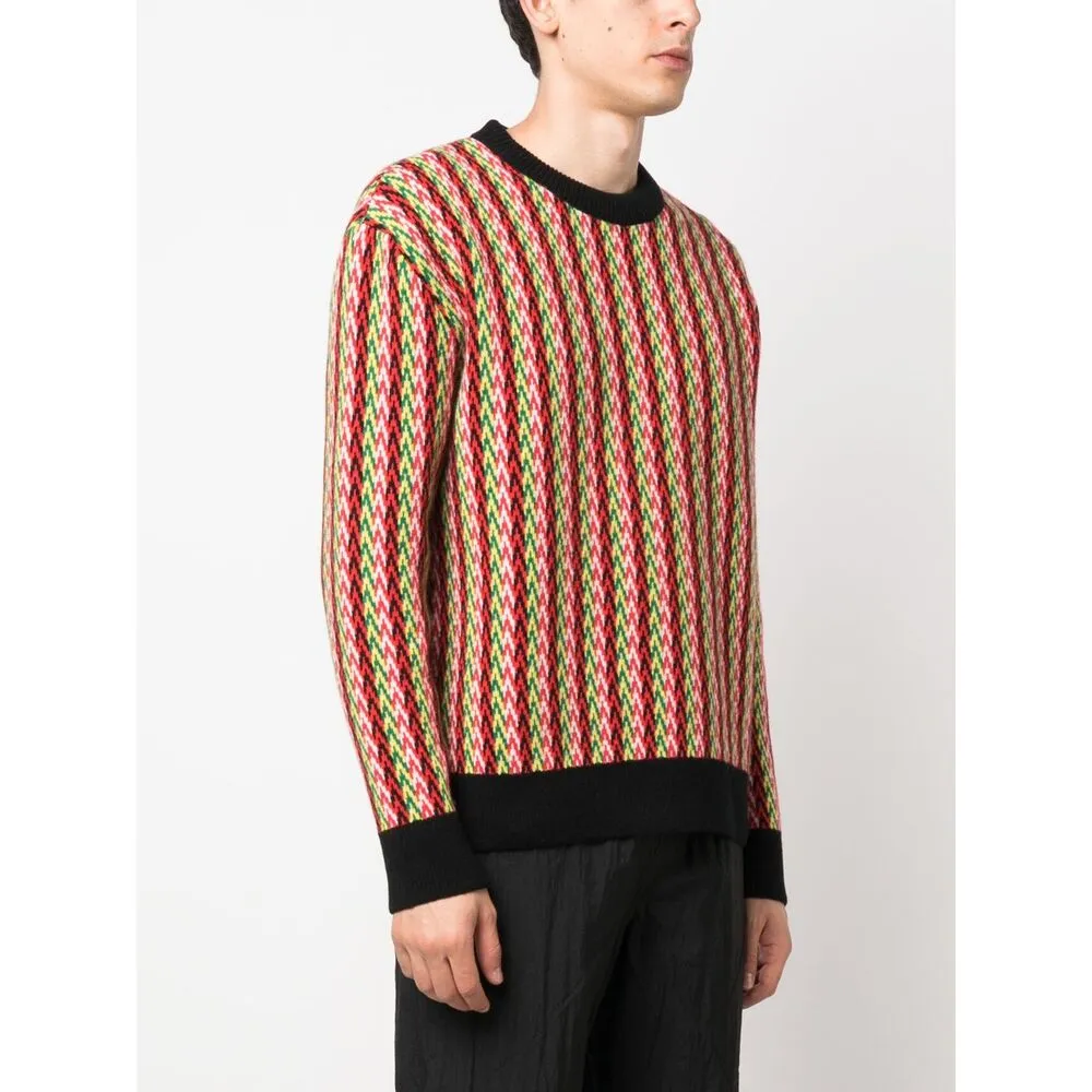 Chevron-Motif Crewneck Jumper