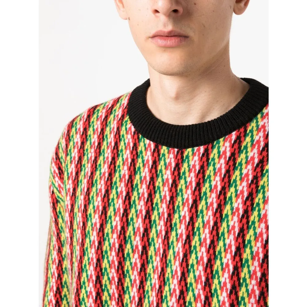 Chevron-Motif Crewneck Jumper