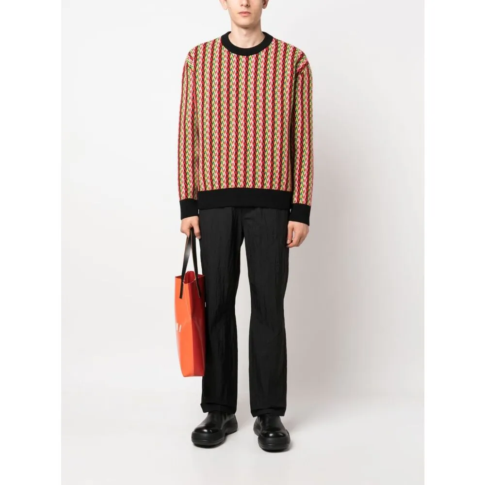 Chevron-Motif Crewneck Jumper