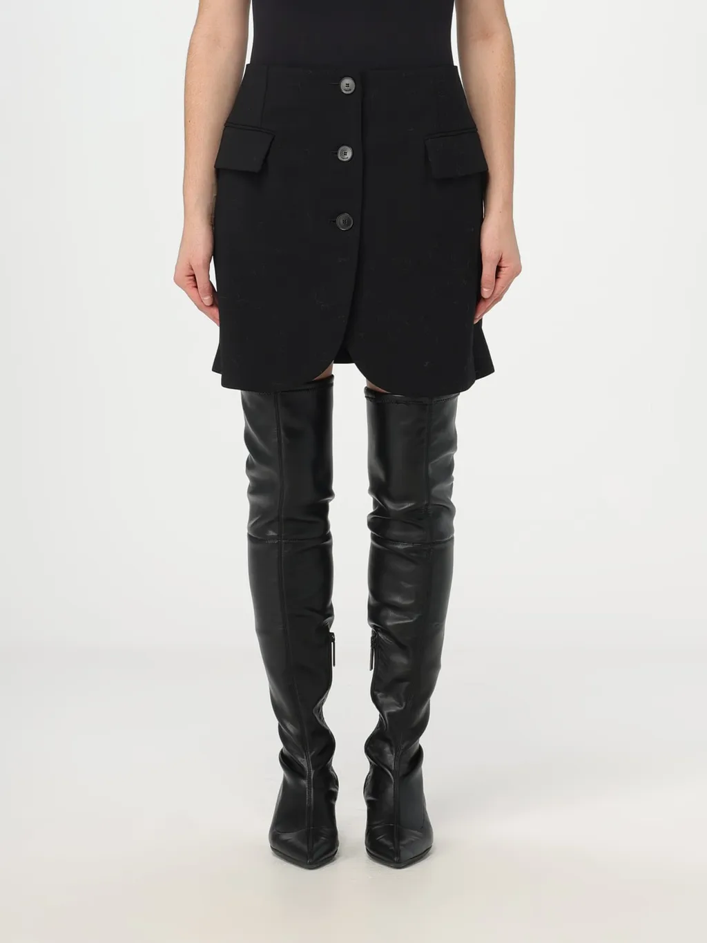 Button-Detailed Tailored Mini Skirt