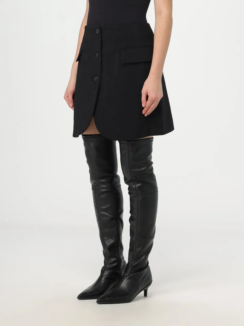 Button-Detailed Tailored Mini Skirt