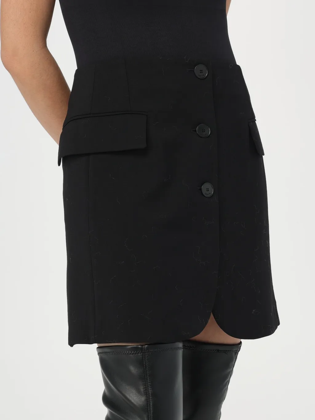 Button-Detailed Tailored Mini Skirt