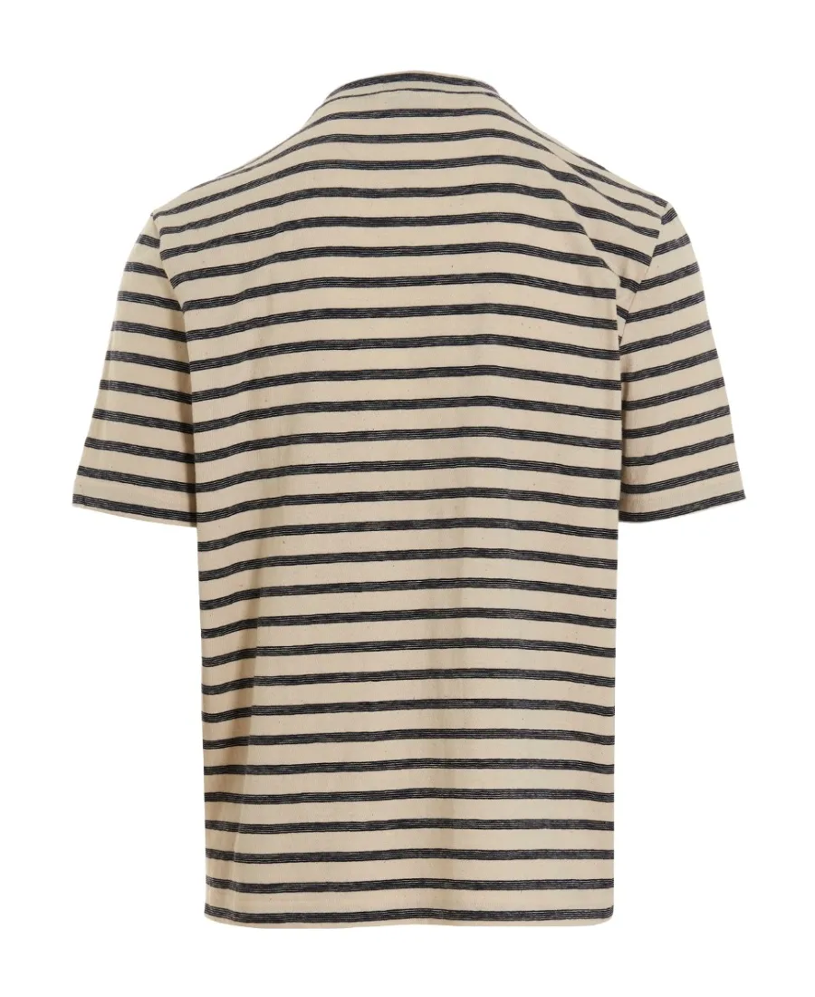 Striped Logo Embroidered Crewneck T-Shirt