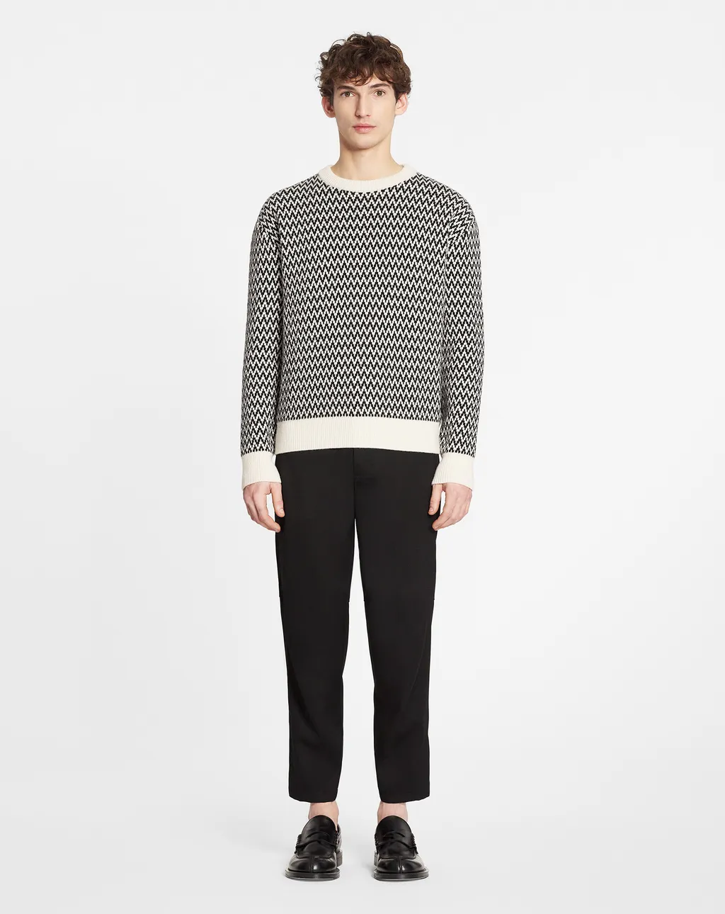 Chevron-Motif Crewneck Jumper