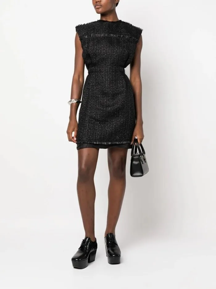 Frayed Raffia-Tweed Minidress