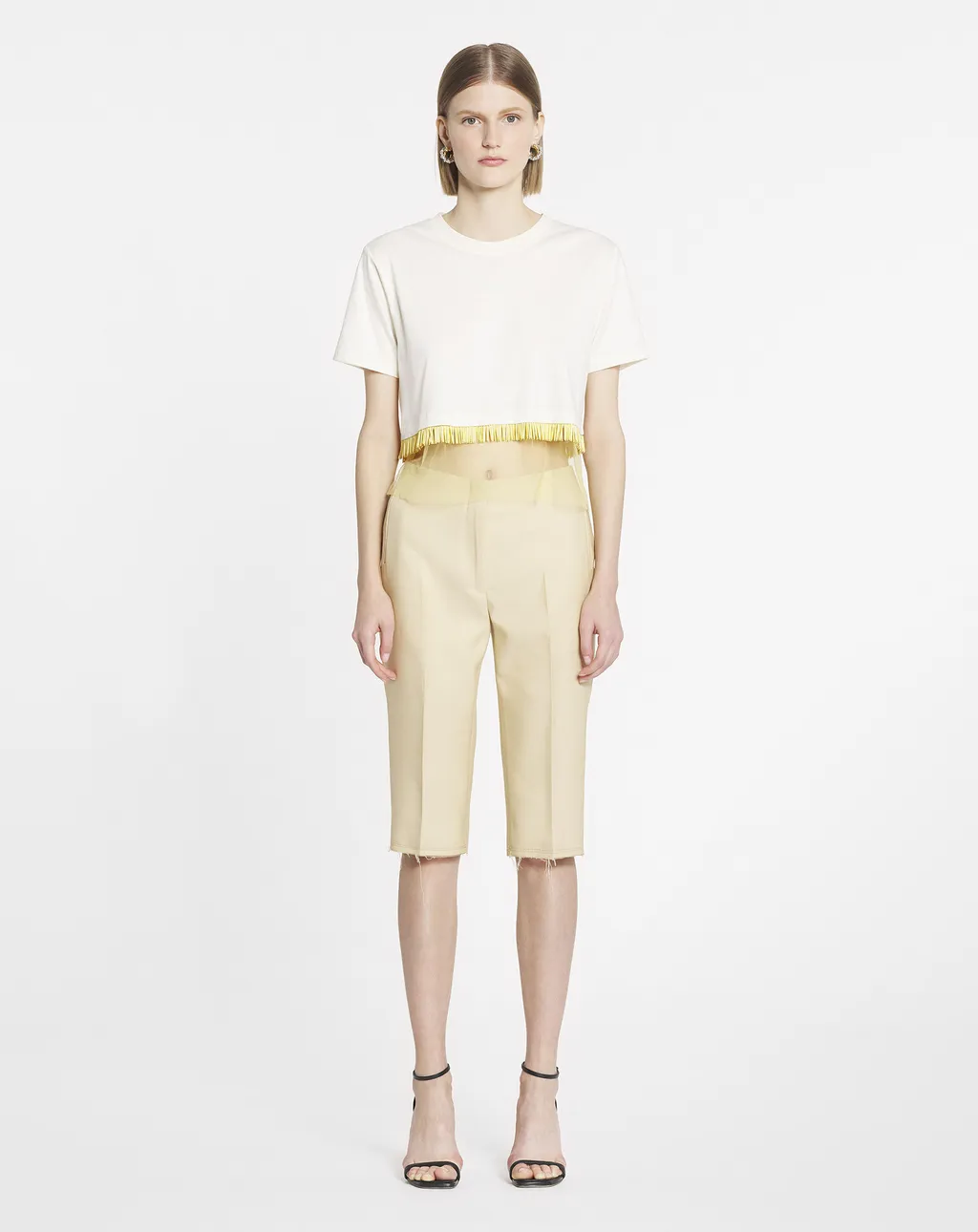 Fringed Cropped Crewneck T-Shirt